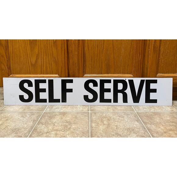 Vintage Single Sided Self Serve Gas Station Pump Sign 6”x36” Metal Decor 49B - Picture 1 of 2